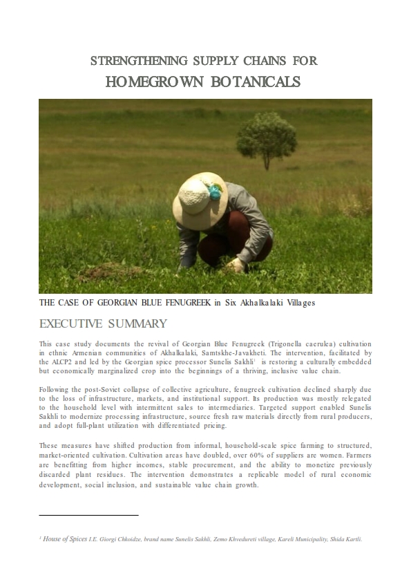 STRENGTHENING SUPPLY CHAINS FOR  HOMEGROWN BOTANICALS